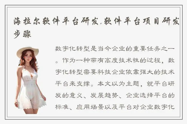 海拉尔软件平台研发,软件平台项目研发步骤