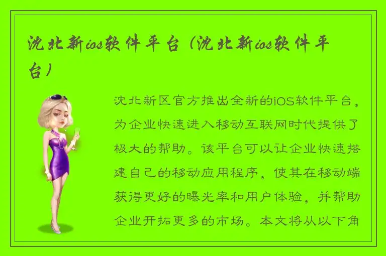 沈北新ios软件平台 (沈北新ios软件平台)