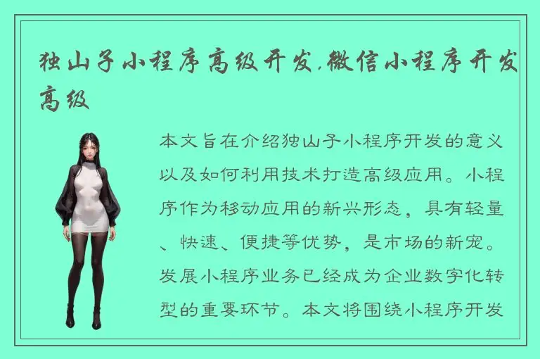 独山子小程序高级开发,微信小程序开发高级