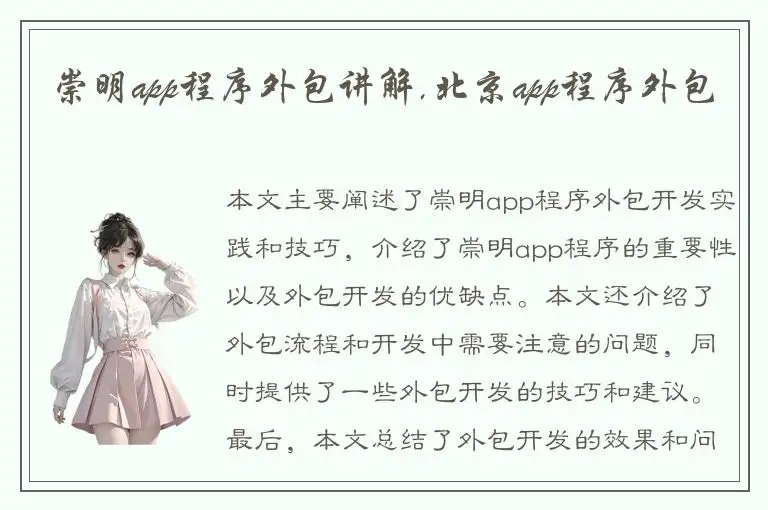 崇明app程序外包讲解,北京app程序外包