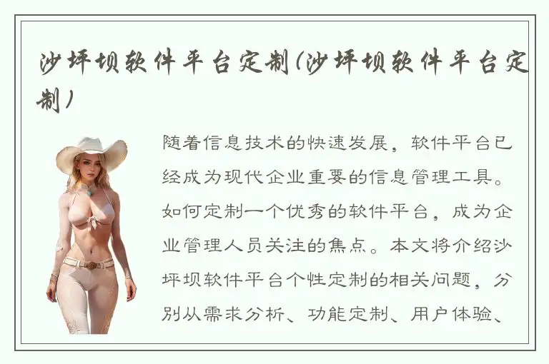 沙坪坝软件平台定制(沙坪坝软件平台定制)