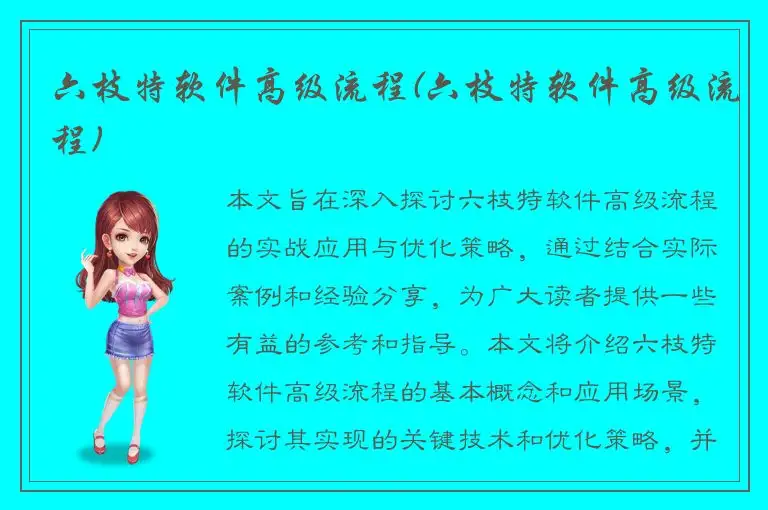 六枝特软件高级流程(六枝特软件高级流程)