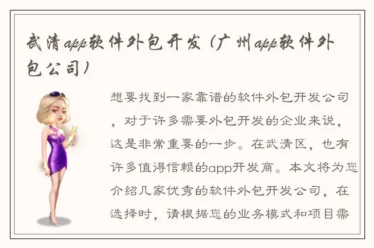 武清app软件外包开发 (广州app软件外包公司)