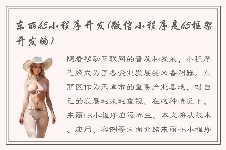 东丽h5小程序开发(微信小程序是h5框架开发的)