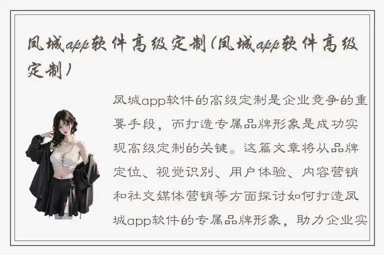凤城app软件高级定制(凤城app软件高级定制)