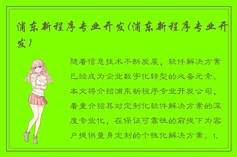 浦东新程序专业开发(浦东新程序专业开发)