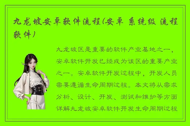 九龙坡安卓软件流程(安卓 系统级 流程软件)