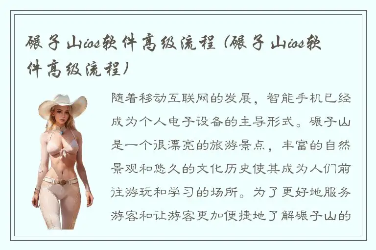 碾子山ios软件高级流程 (碾子山ios软件高级流程)