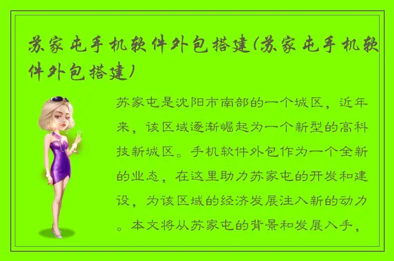 苏家屯手机软件外包搭建(苏家屯手机软件外包搭建)