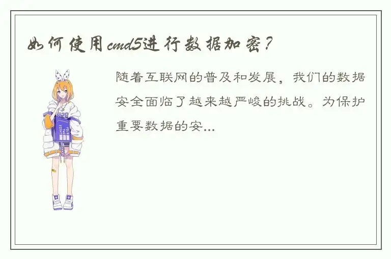 如何使用cmd5进行数据加密？