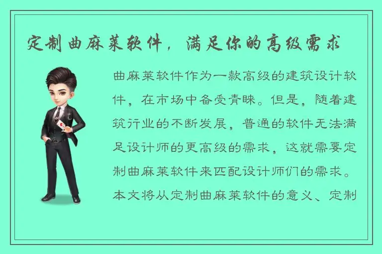 定制曲麻莱软件，满足你的高级需求