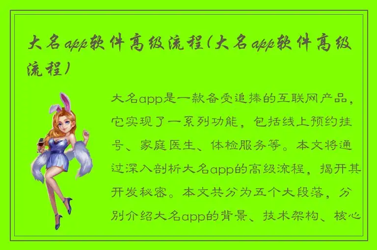 大名app软件高级流程(大名app软件高级流程)