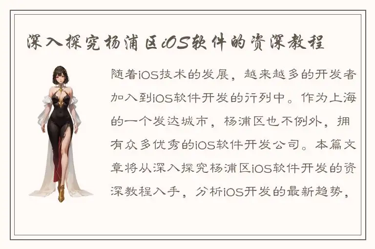 深入探究杨浦区iOS软件的资深教程
