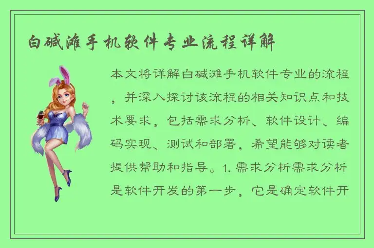 白碱滩手机软件专业流程详解