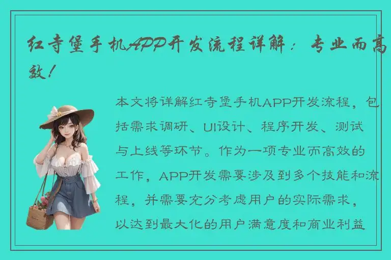 红寺堡手机APP开发流程详解：专业而高效！