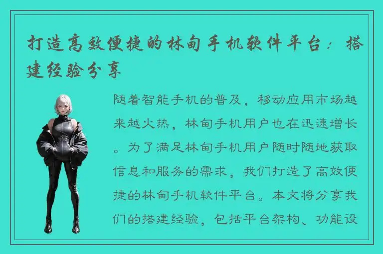 打造高效便捷的林甸手机软件平台：搭建经验分享