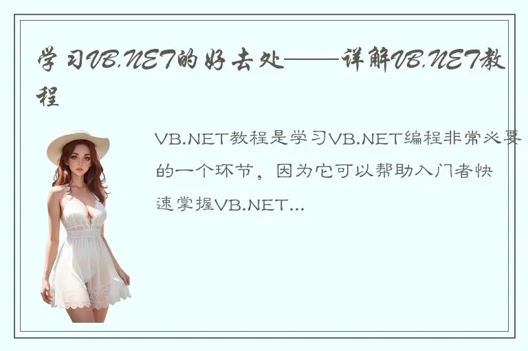 学习VB.NET的好去处——详解VB.NET教程