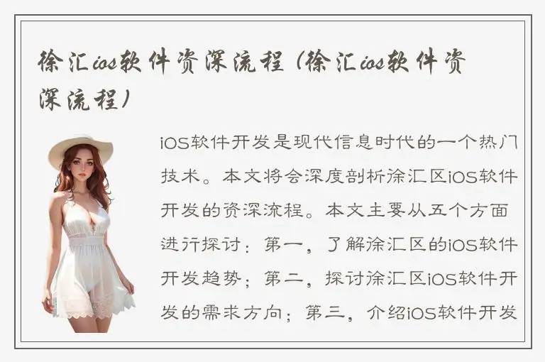 徐汇ios软件资深流程 (徐汇ios软件资深流程)