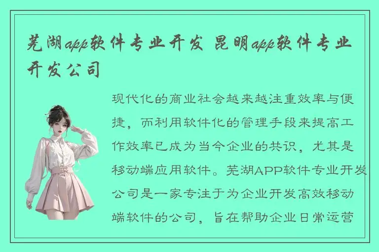 芜湖app软件专业开发 昆明app软件专业开发公司