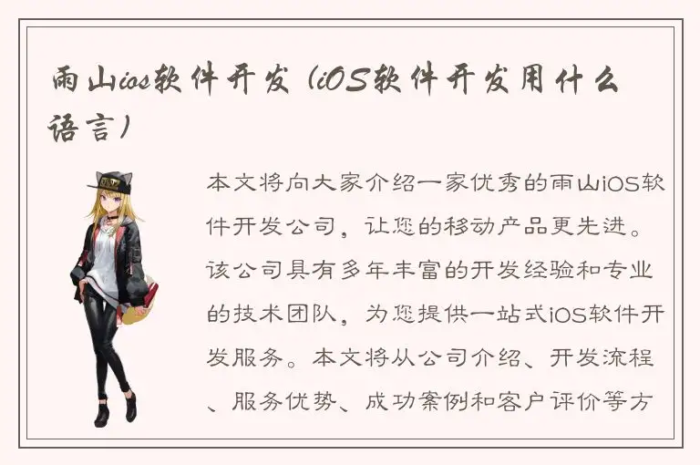 雨山ios软件开发 (iOS软件开发用什么语言)