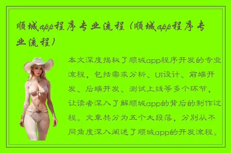 顺城app程序专业流程 (顺城app程序专业流程)