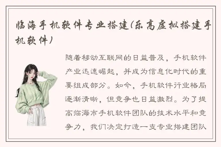 临海手机软件专业搭建(乐高虚拟搭建手机软件)