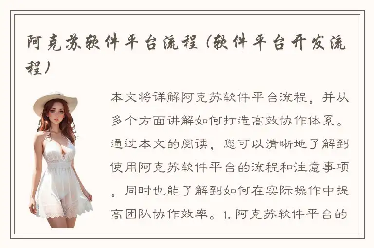 阿克苏软件平台流程 (软件平台开发流程)