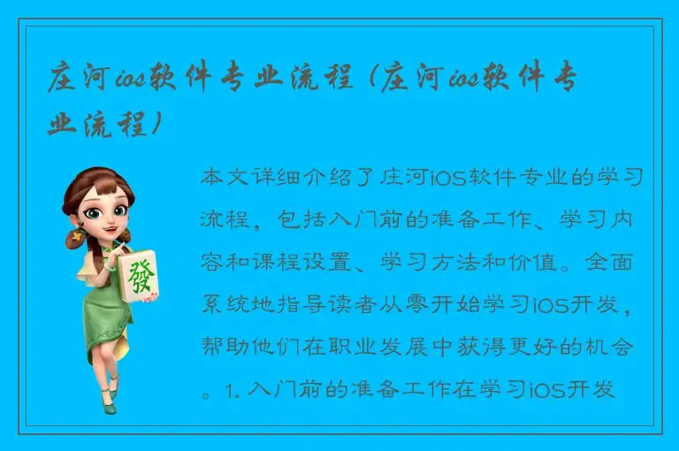 庄河ios软件专业流程 (庄河ios软件专业流程)