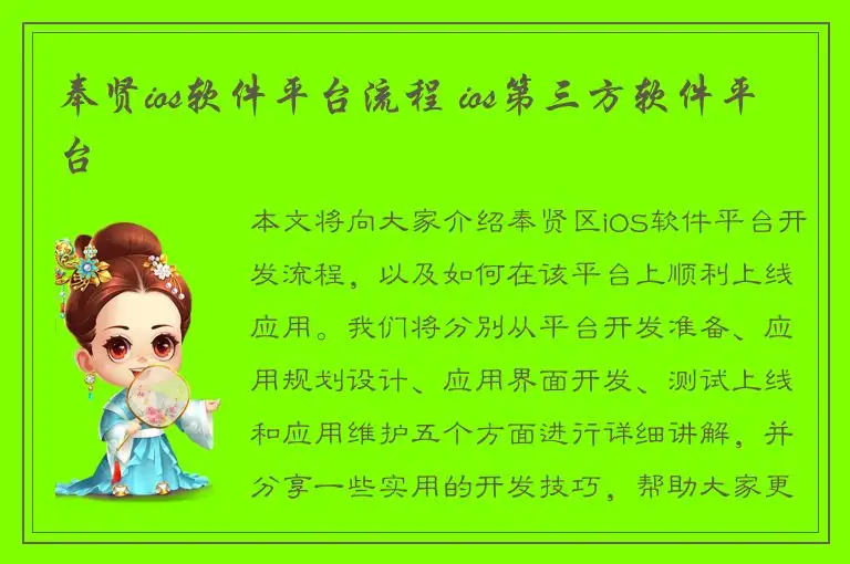 奉贤ios软件平台流程 ios第三方软件平台