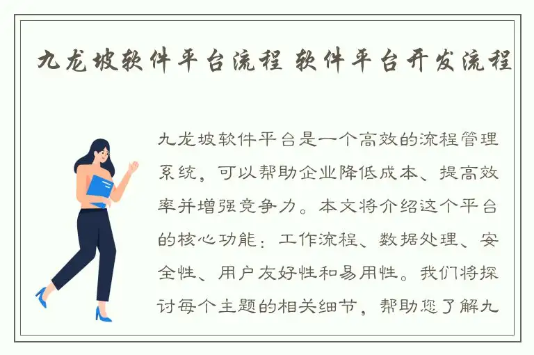 九龙坡软件平台流程 软件平台开发流程