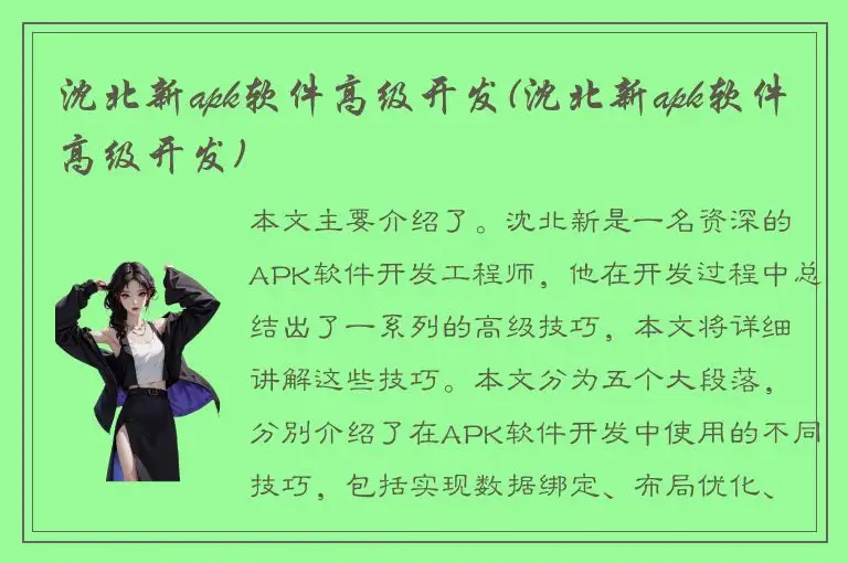 沈北新apk软件高级开发(沈北新apk软件高级开发)