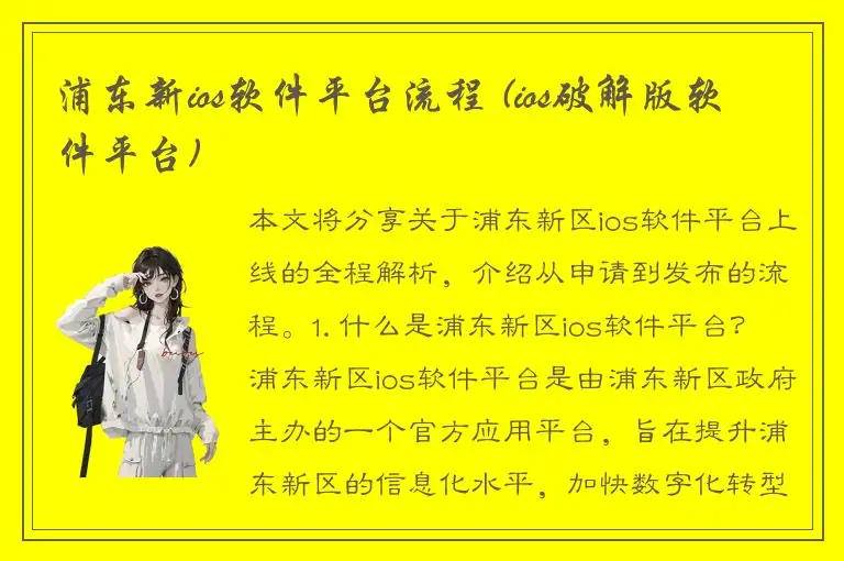 浦东新ios软件平台流程 (ios破解版软件平台)