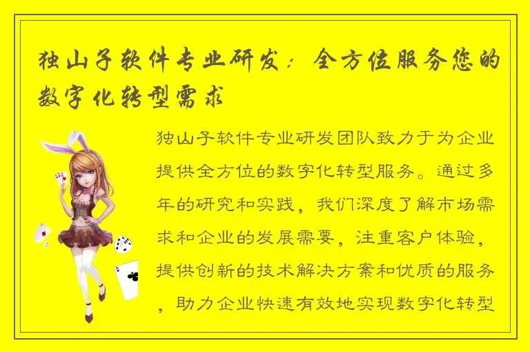 独山子软件专业研发：全方位服务您的数字化转型需求