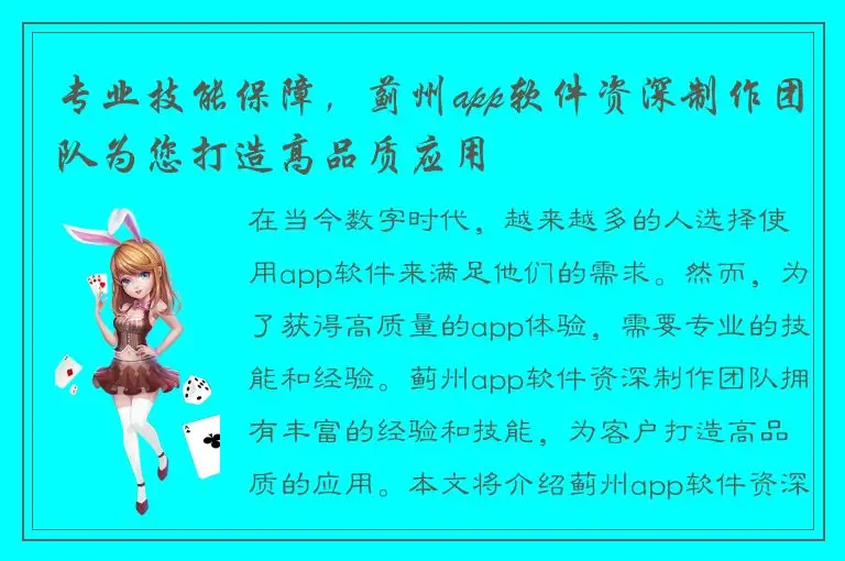 专业技能保障，蓟州app软件资深制作团队为您打造高品质应用
