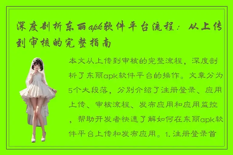 深度剖析东丽apk软件平台流程：从上传到审核的完整指南