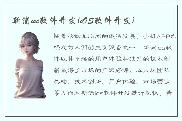 新浦ios软件开发(iOS软件开发)