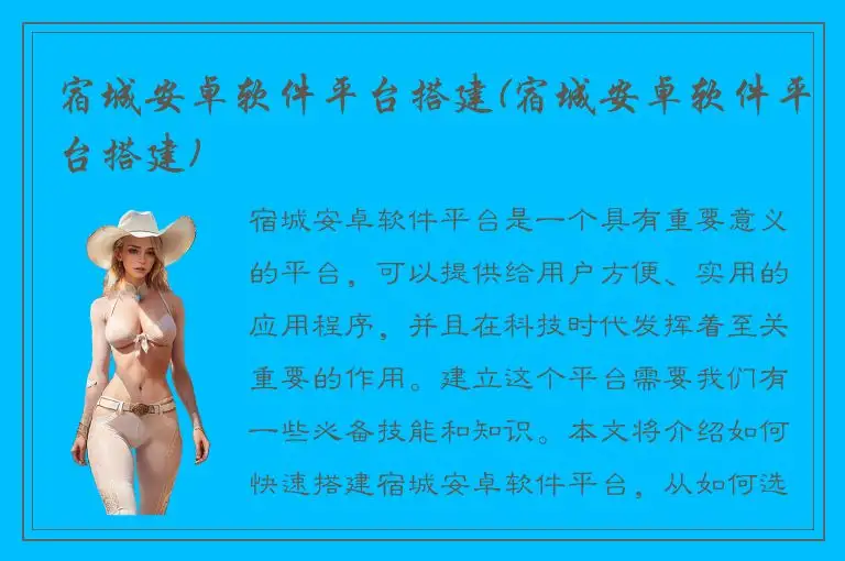 宿城安卓软件平台搭建(宿城安卓软件平台搭建)
