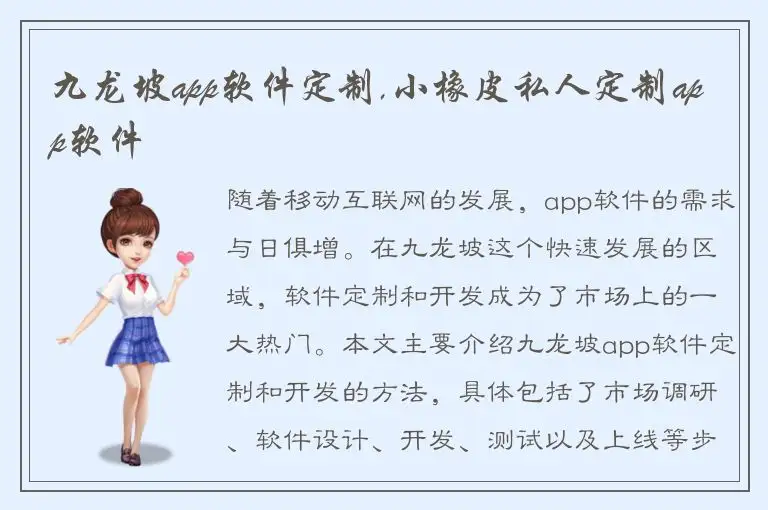 九龙坡app软件定制,小橡皮私人定制app软件