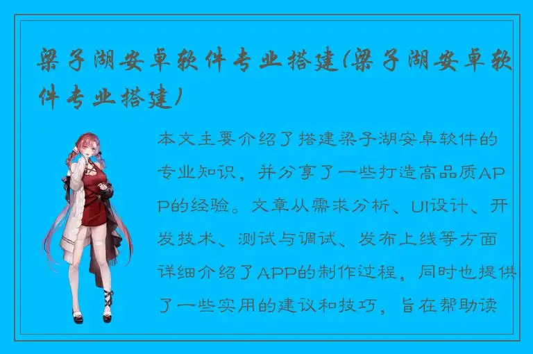 梁子湖安卓软件专业搭建(梁子湖安卓软件专业搭建)