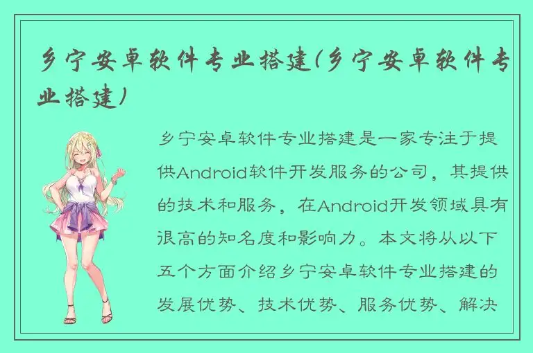 乡宁安卓软件专业搭建(乡宁安卓软件专业搭建)