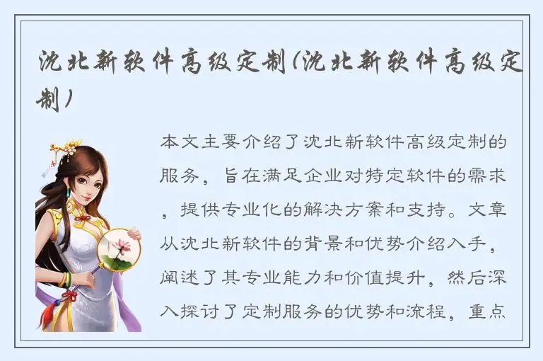 沈北新软件高级定制(沈北新软件高级定制)