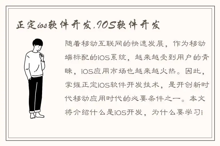 正定ios软件开发,IOS软件开发