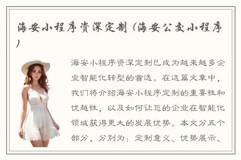 海安小程序资深定制 (海安公交小程序)