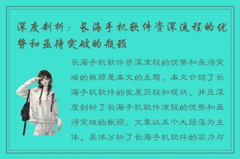 深度剖析：长海手机软件资深流程的优势和亟待突破的瓶颈