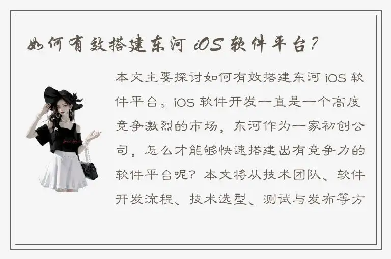 如何有效搭建东河 iOS 软件平台？