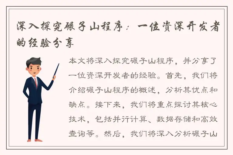 深入探究碾子山程序：一位资深开发者的经验分享