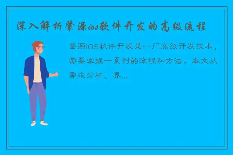 深入解析肇源ios软件开发的高级流程