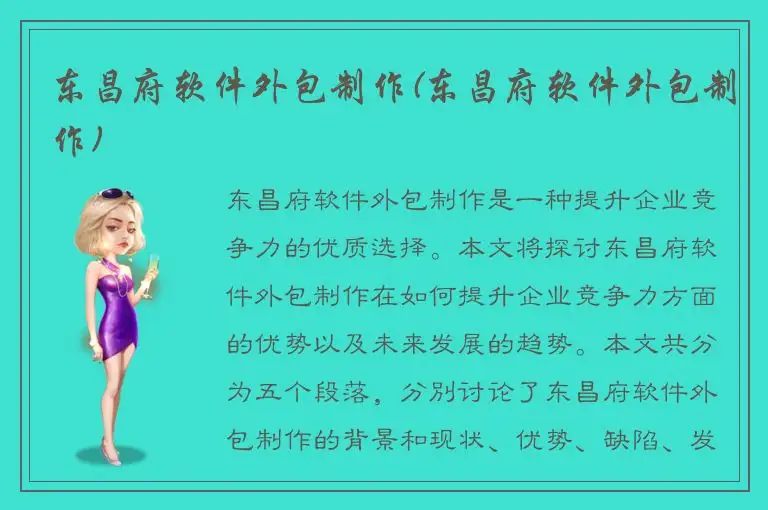 东昌府软件外包制作(东昌府软件外包制作)