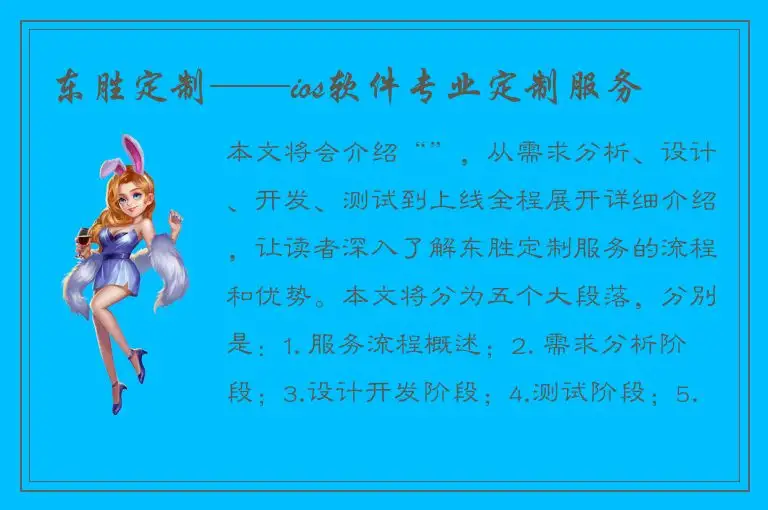东胜定制——ios软件专业定制服务