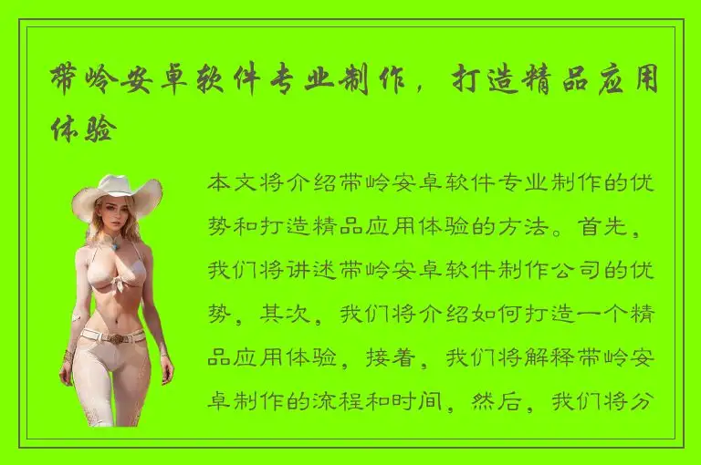 带岭安卓软件专业制作，打造精品应用体验